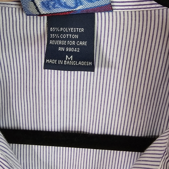 Las Olas Blouse Womens M Purple Cats Button Up 3/4 Sleeve Striped Shirt Top - Picture 5 of 10